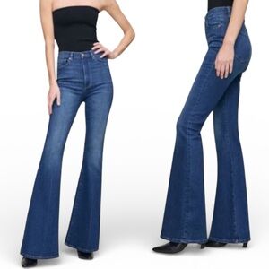 DL1961 Bridget Blue Flare Jeans Size 26 High Rise Contoured Waist Stretch Denim